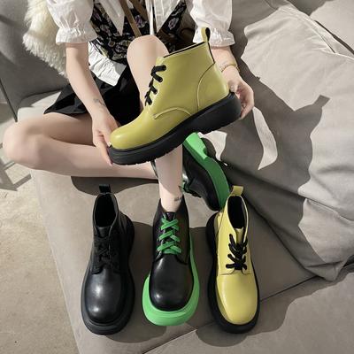 Fashion New Chunky Boots Fashion Platform Women Ankle Female Sole Pouch Ankle Botas Mujer Round Toe Slip-On Botas Altas Mujer885