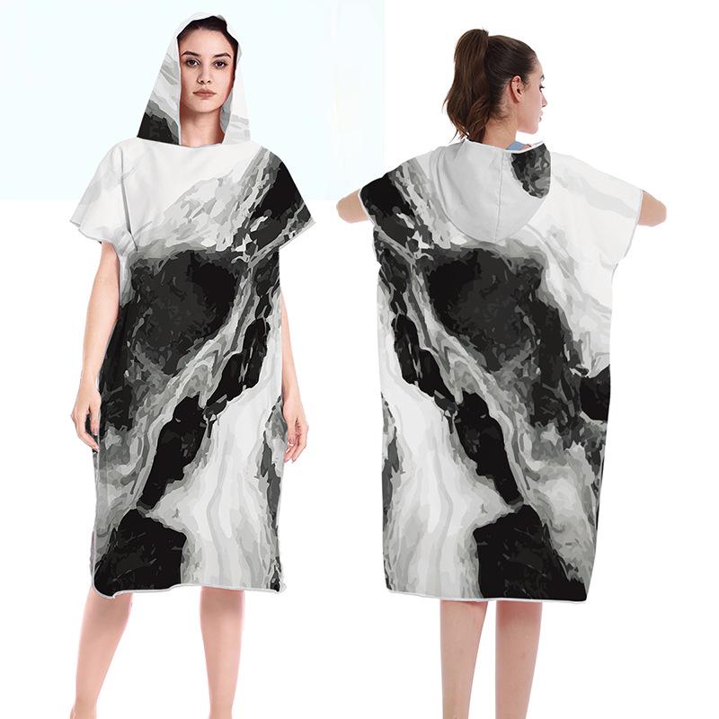 2025 Quick-Dry Hooded Swim Poncho with Zipper - Portable Bathrobe and Beach Towel
