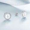 Bamoer 925 Sterling Silver Classic Round Sparkling CZ Fresh Water Pearl Stud Earrings