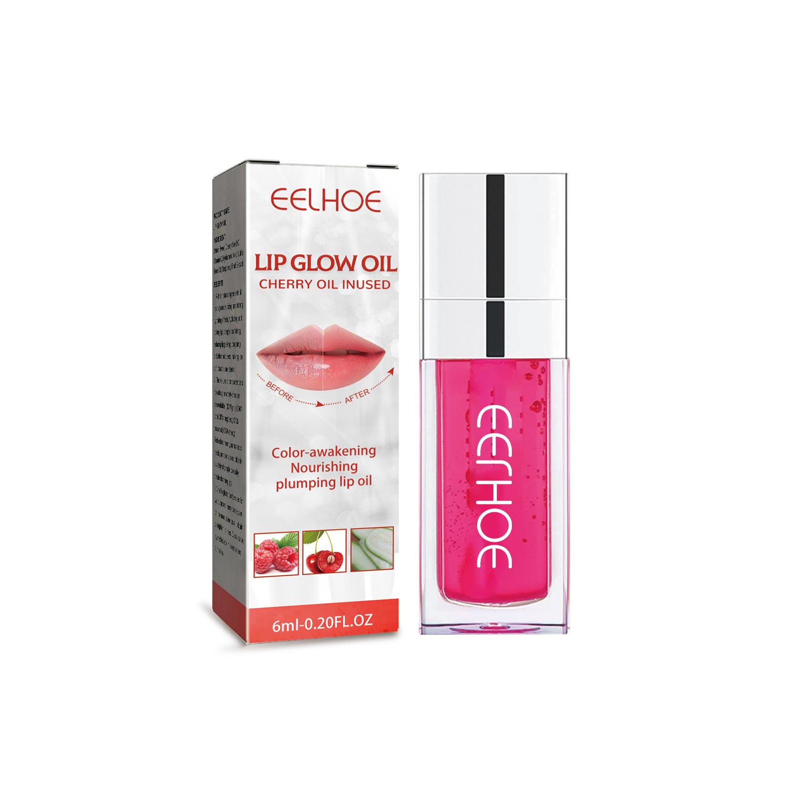 

EELHOE Plump Lip Glow Oil Crystal Jelly Lip Gloss 5 цветов Увлажняющий пухлый блеск для губ Сексуальное пухлое масло для блеска губ Вишневый тонированный макияж Cherry 6ml