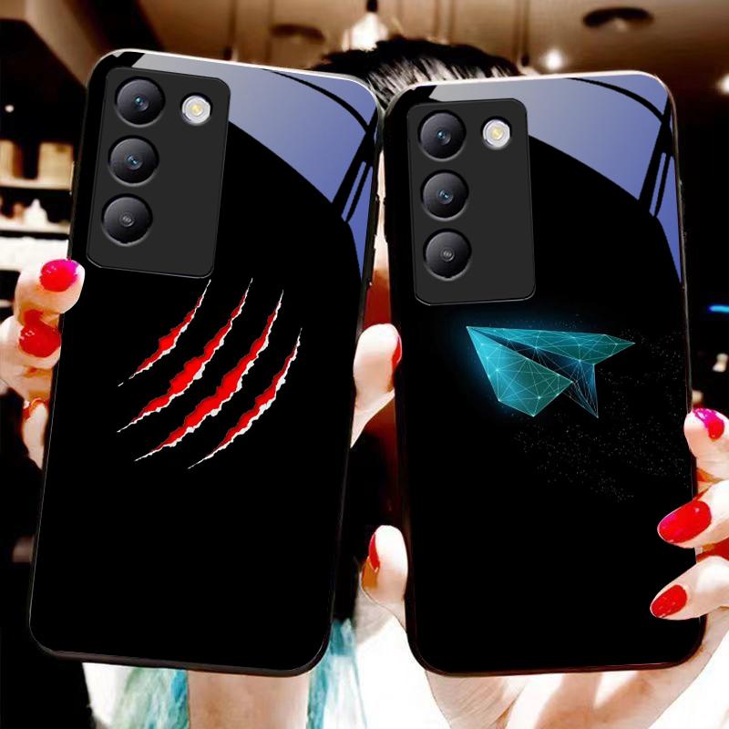 Vtipné ďábelské oči Pro Y72 33S 11 03 36 96 Lite 35 16 Iqoo 12 V40 SE 5G 29 40 21 30 X80 Pro Vivo Tvrzené sklo Kryt na telefon