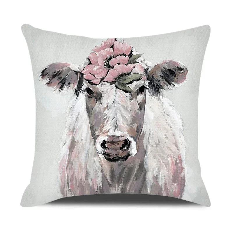Watercolor Animals Cushion Cover 45X45Cm Cartoon Animals Portrait Printed Throw Pillow Cover Home Decorative Pillowcase For Sofa