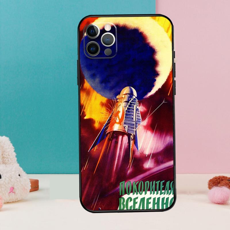 CCCP Soviet Space Propaganda Art Phone Case For iPhone 17 Air 16 15 14 13 12 11 Pro Max 12 13 Mini 15 16 Plus 16e Cover Coque
