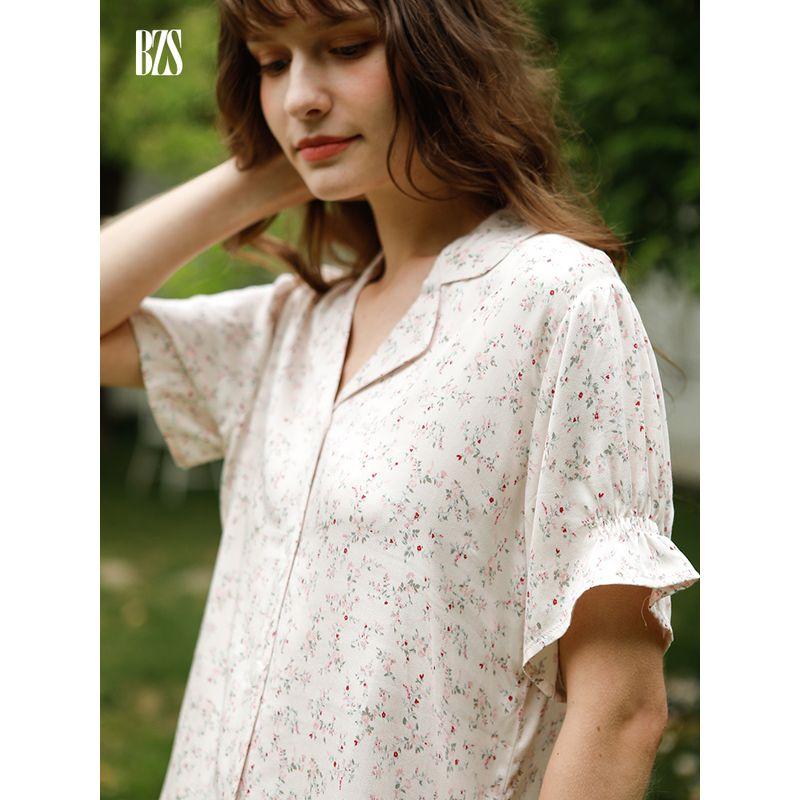 Summer Rayon Willow Leaf Cotton Silk Home Wear Tribute Satin Outer Shorts Pajamas Thin Women's New Arrival Short Sleeve Home Wear