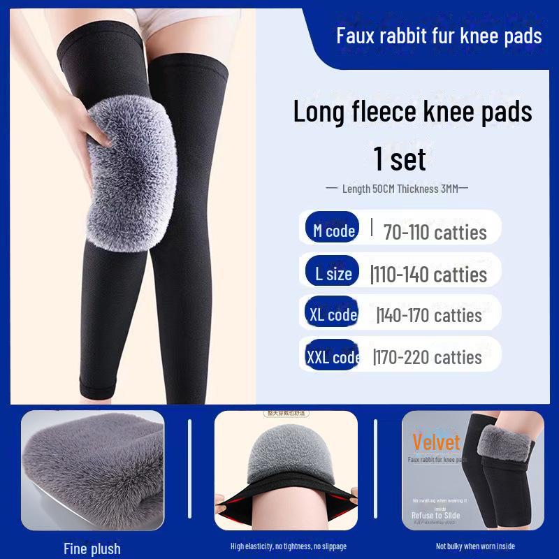 

Теплые наколенники из искусственного меха кролика для осени и зимы XL [150-170 lbs]