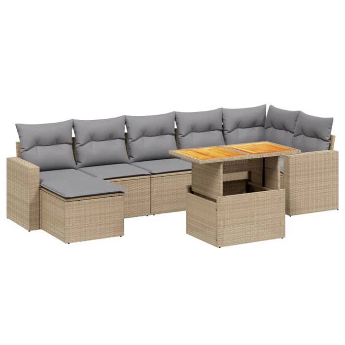 VidaXL Garden Lounge Set with Cushions 8 Pcs, Patio Sofas, Patio Furniture Set, Outdoor Furniture, Beige 3271423