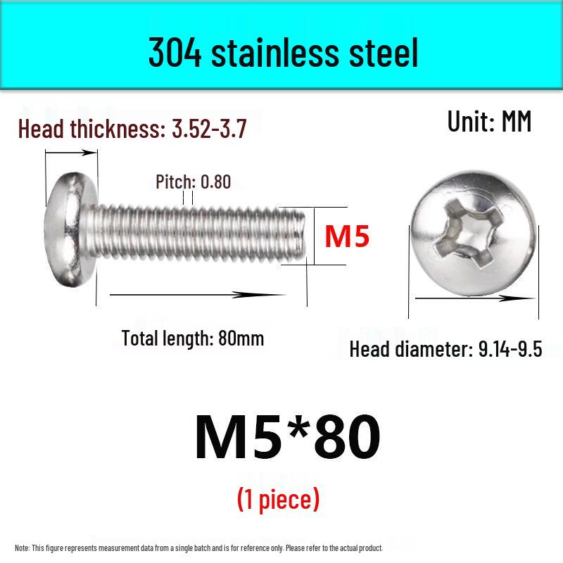 In-Stock 304 Stainless Steel Phillips Pan Head Machine Screw GB818