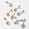 Heart-Shaped Zirconia Belly Button Ring: Fashionable Stainless Steel Copper Navel Piercing Jewelry