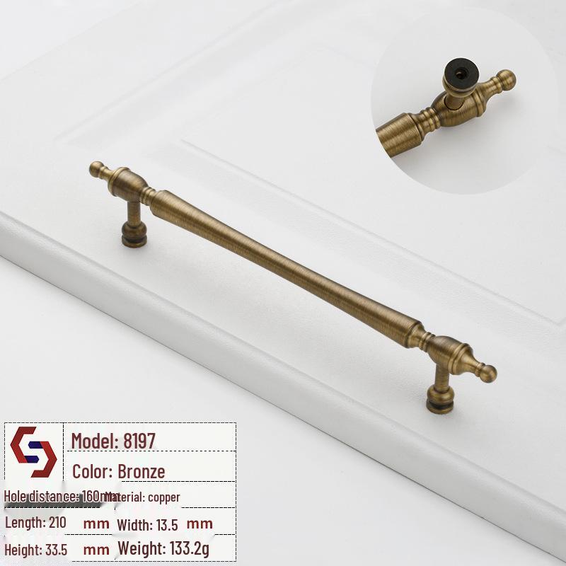 Vintage Brass Handle for Wardrobes, Cabinets, Drawers, and French Doors - Single Hole Light Luxury Style Furniture Hardware