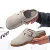 Men's Outdoor Slip-on Sandals: Cross-Band, Velvet-Lined, Large Size, Casual Spring/Autumn Slippers