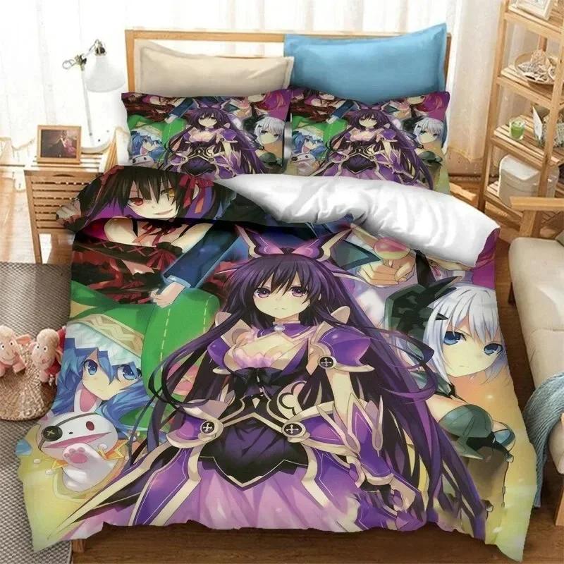 3D Print Anime Date A Live Comfortable Duvet Quilt Cover Pillowcase Bedding Set Children Bedroom Decoration Home Textile