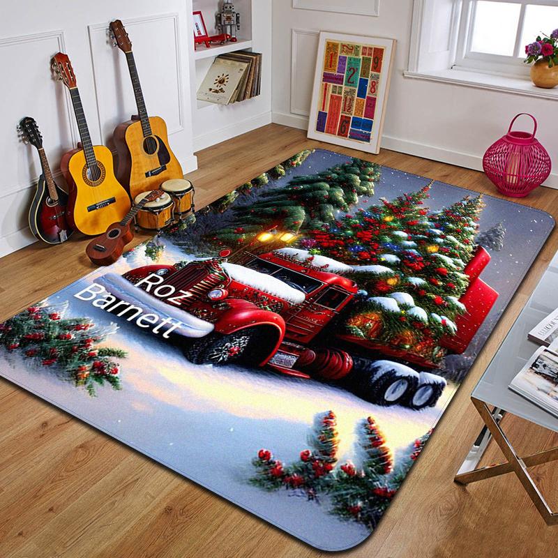 C-Weihnachten Bedruckter Teppich Eingang Fußmatte Wohnzimmer Schlafzimmer Badezimmer Rutschfester Teppich Heimdekorative Fußmatte Neujahrsgeschenk