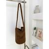 Autumn and Winter Soft Waxy Plush Bucket Bag Retro Versatile Messenger Bag Simplicity Large Capacity Shoulder Bag Women