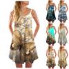 Women's Fashion Summer Casual Vest Sleeveless Bohemian Print Loose Tank Large Dress