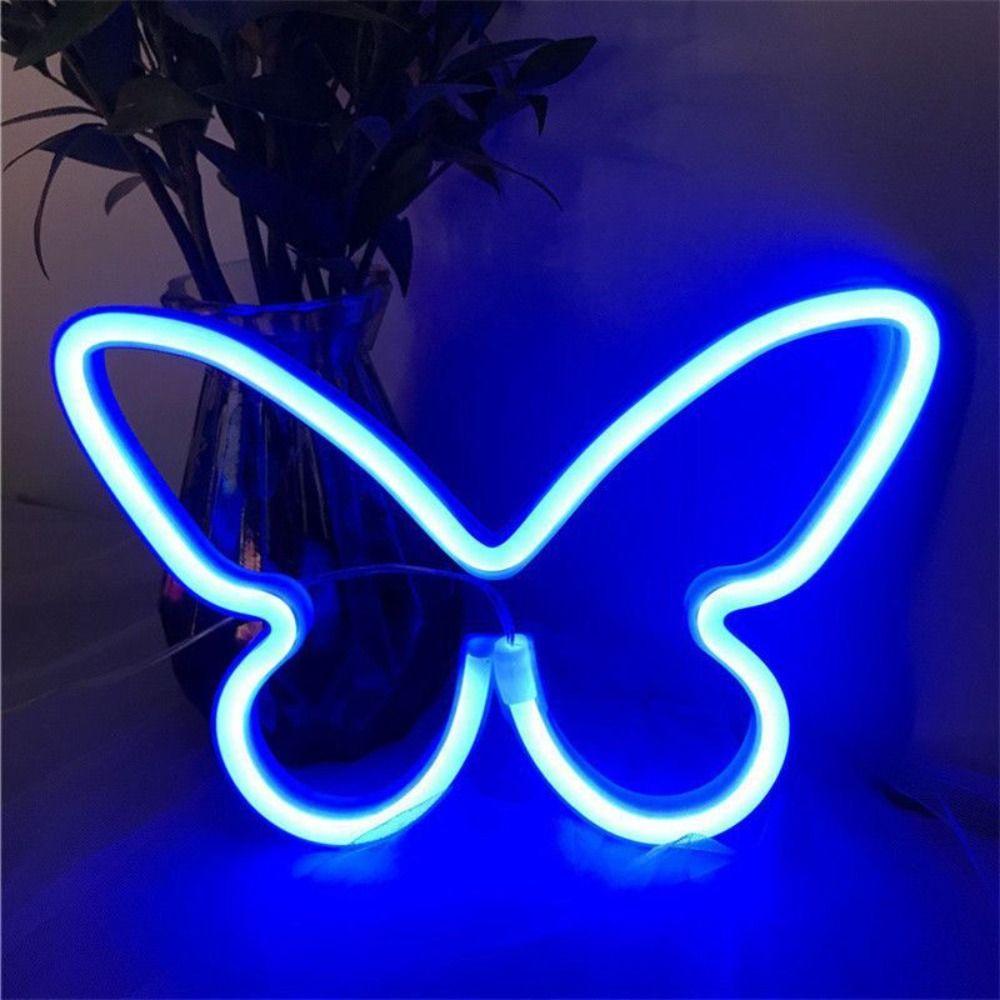 

USB/Battery Powered Led Neon Light Energy-saving Butterfly Shaped Light Cute Home Blue