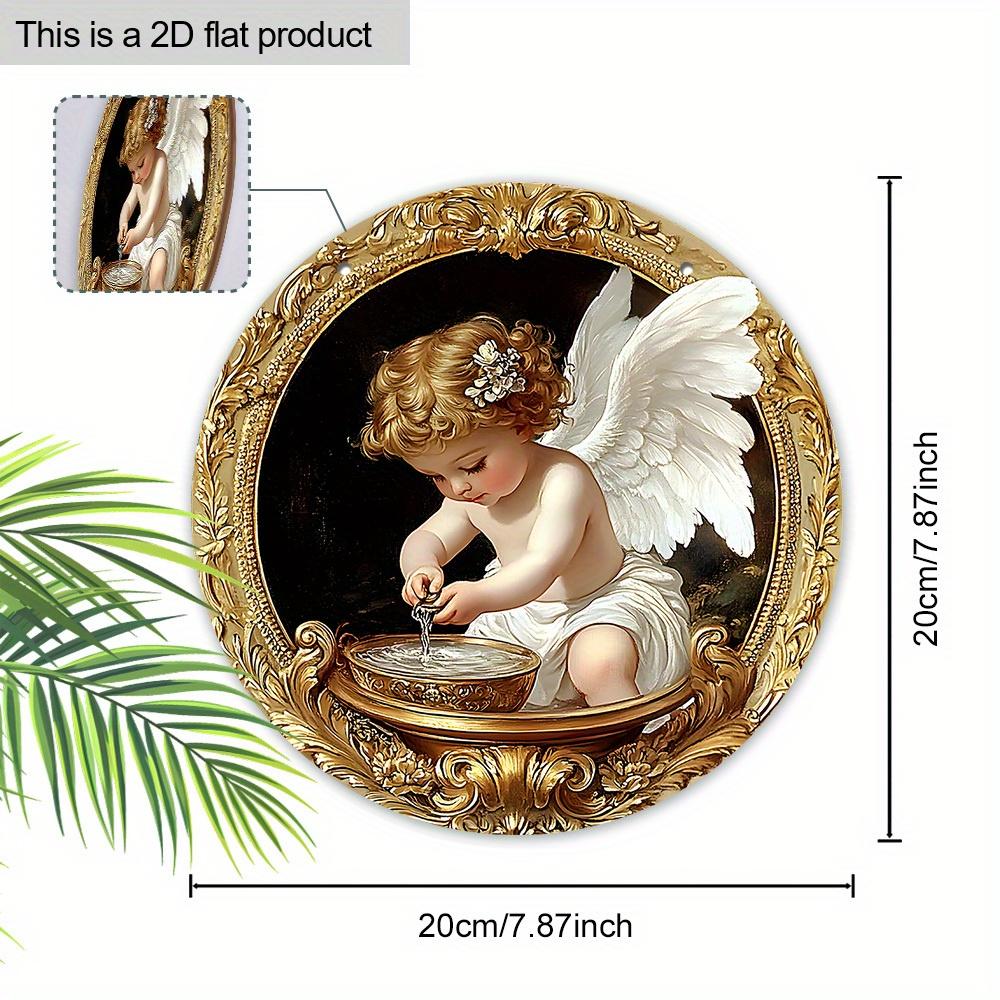 1pc Charming Angel Washing Hands House Wooden Hanging Sign Christmas Decor Christmas Wall Art Decoration Christmas Door Decor Garden Courtyard Party