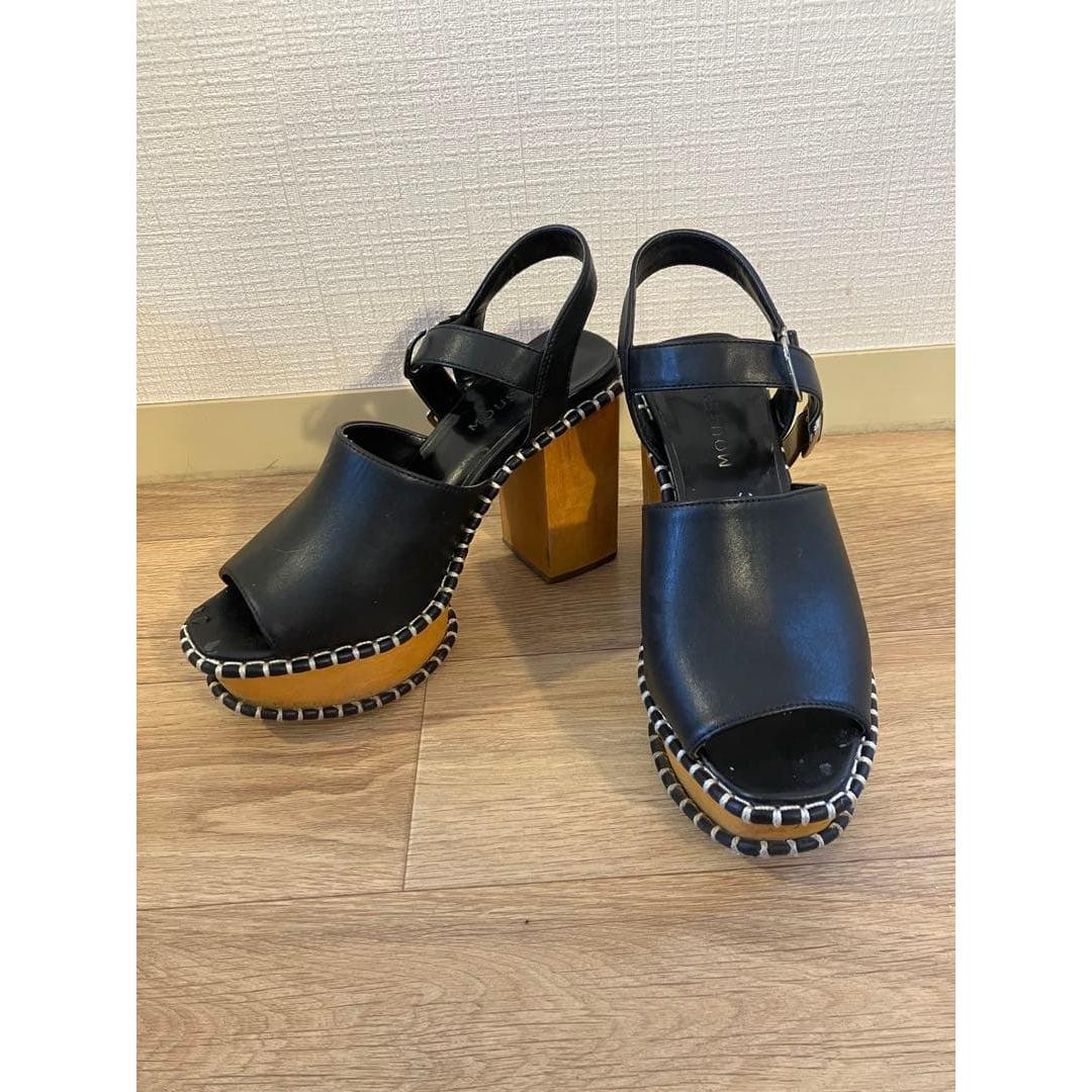 MOUSSY BUCKLE WOODEN sandals black size S