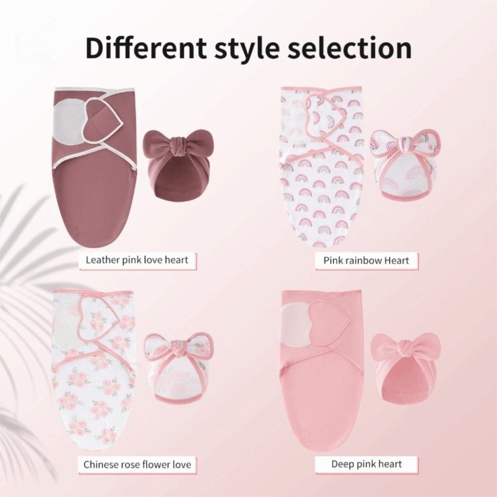 Soft Fabric Blanket Hat Set Bowknot Infant Swaddle Blanket Newborn Photography Blanket  Infant Care