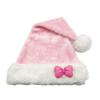 Star Pattern Pink Bow Santa Hat Fluffy Plush Hat New Christmas Hat  Holiday