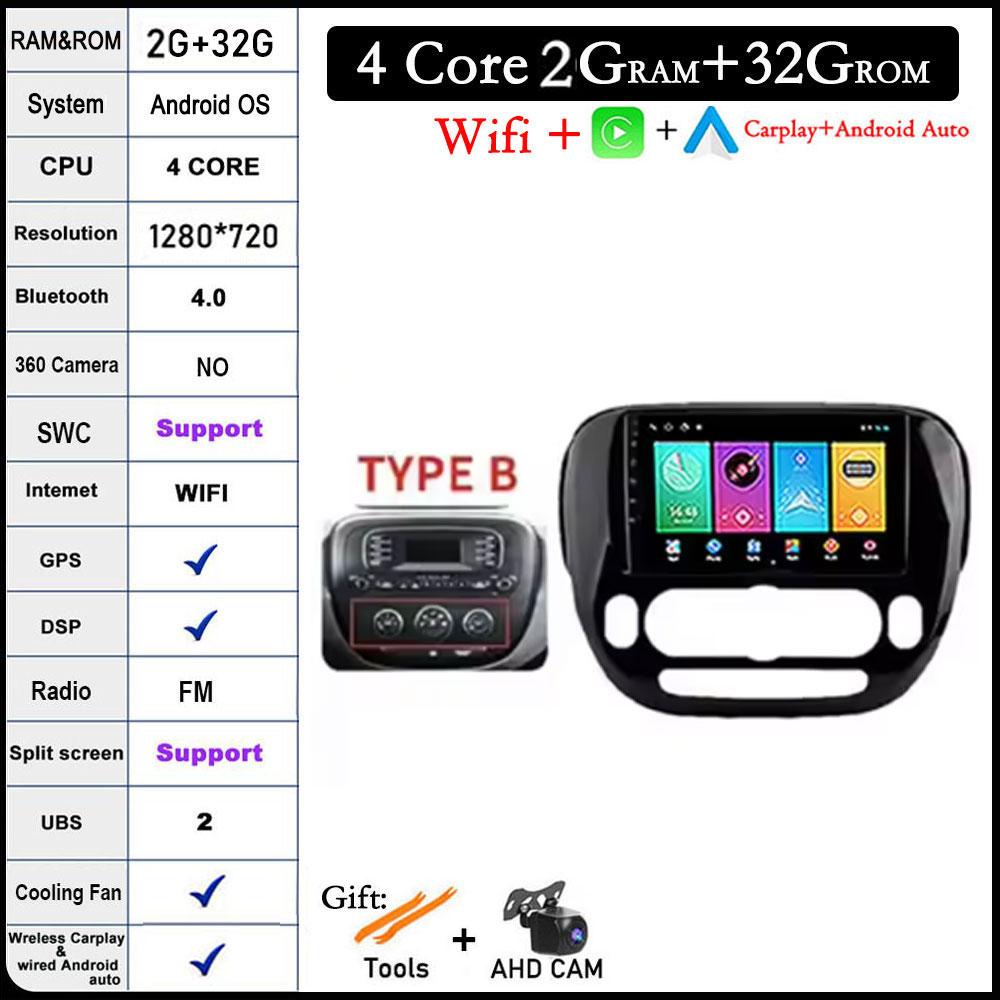 Android 14 For Kia Soul 2 2013-2019 Car Radio Multimedia Player GPS Navigaion DSP Screen