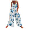 2026 Summer Plus-Size Women's Printed Strappy Wide-Leg Jumpsuit