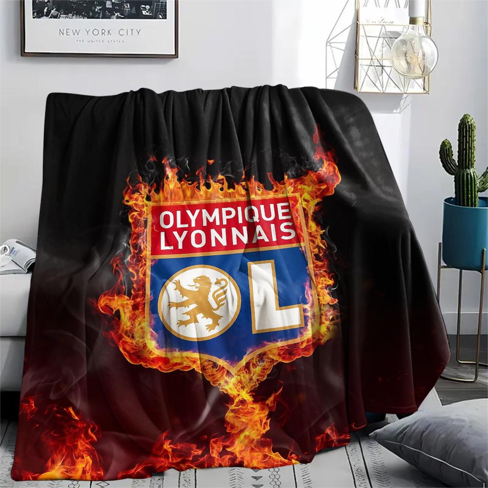 Olympique Lyonnais, Manta de Franela con Patrón, Alta Calidad, Cómoda para Todas las Estaciones, Decoración del Hogar, Calidez y Comodidad, Perfecta para Regalos.