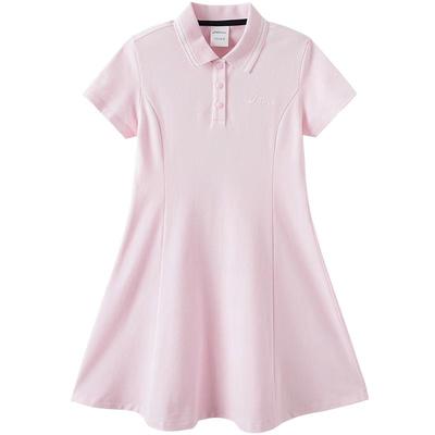 Girls' Summer Polo Collar Elastic Dress