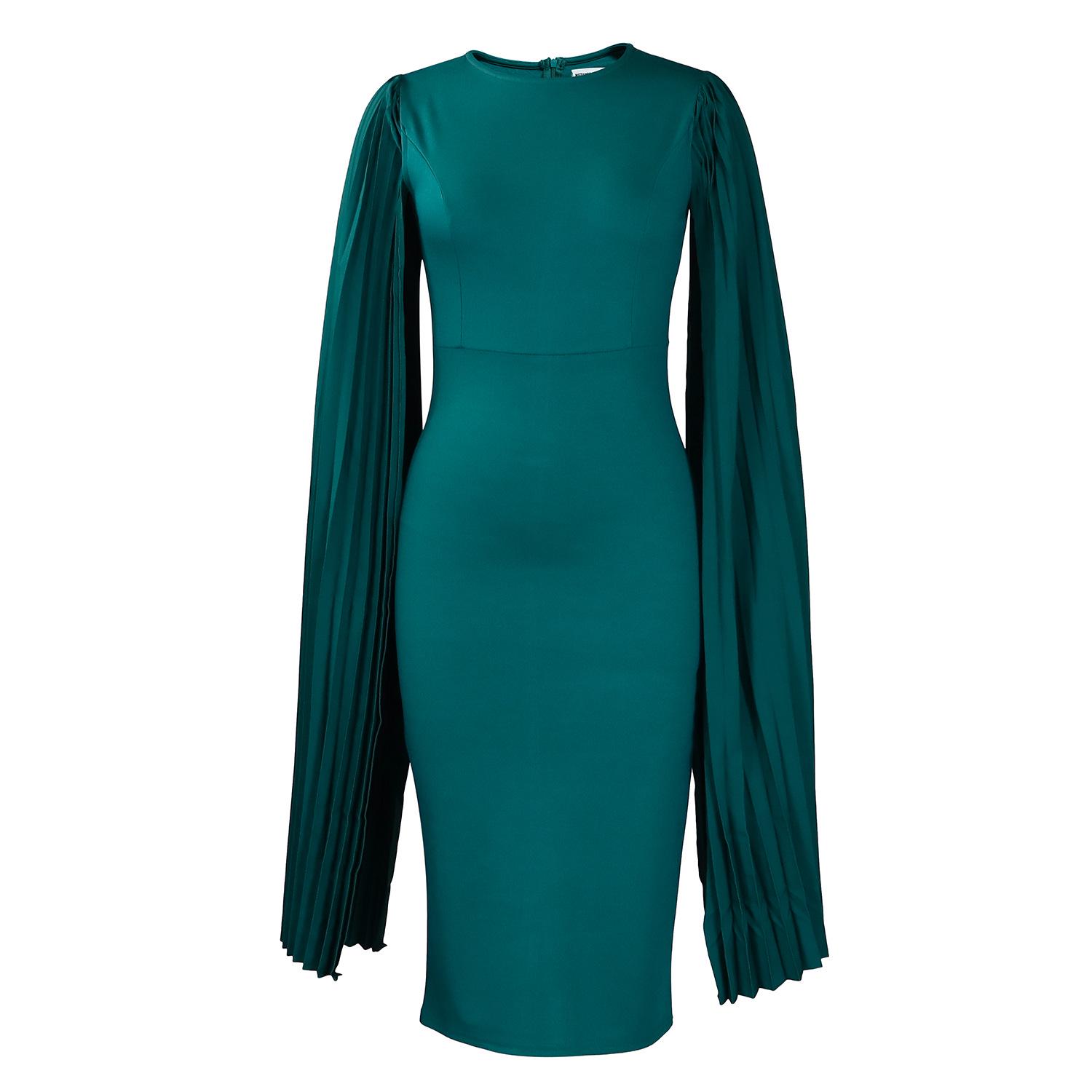 

Элегантное африканское OL длинное плиссированное платье с рукавами Extra Large темно-зеленого