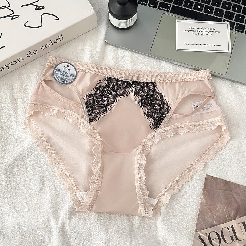 

Ladies Summer New Sexy Lace Clash Color Eyelash in Waist Triangle Briefs XL цвітіння вишні, рожевий колір