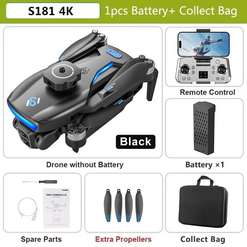 S181 GPS Drone 4K Professional HD Dual Camera 5G Wifi Photography Brushless Foldable Quadcopter RC Distance 1.2KM Drones 360° Obstacle Avoidance Toys