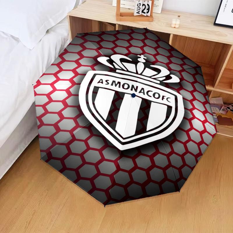 1PC Monaco Football club Printed Umbrella Folding umbrella, automatic umbrella 8-Frame for Travel, camping Fan gifts Christmas Gifts