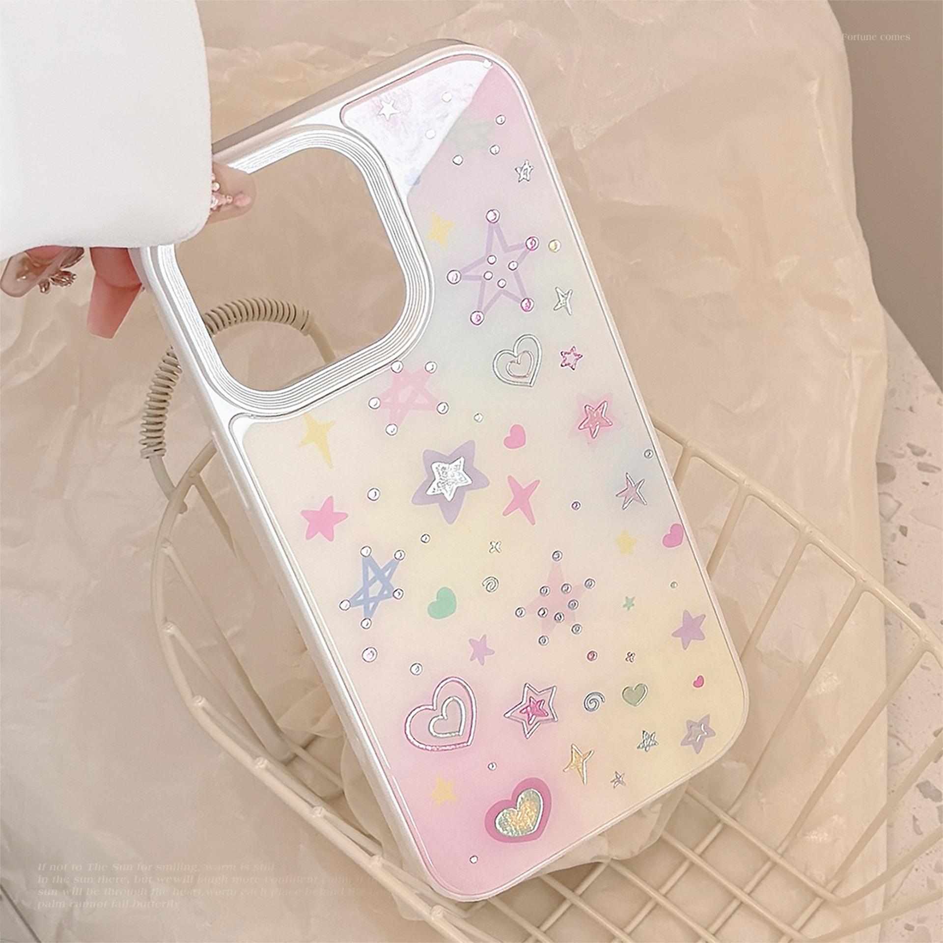 

Мобильный чехол Gilded Star для iPhone 16 Apple 15 Маленький Свежий 11 Подходит для 16pro Max Милый 14 Стекло 12pro(6.1)