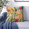 Tulip Art Square Jacquard Pillow Cover for Sofa Office Waist Cushion Cover Home Decorative Pillowcase