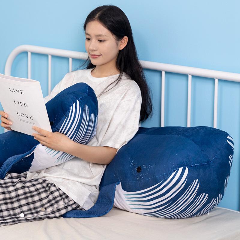 Cartoon Whale Throw Pillow Plush Toy Doll Aquarium Big Blue Whale Doll Girl Company Soothing Doll