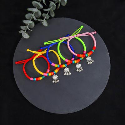 Ethnischer Stil Verstellbares Glöckchen Langlebigkeit Schloss Buntes Seil Armband Mode Gewebtes Armband Armband Zubehör
