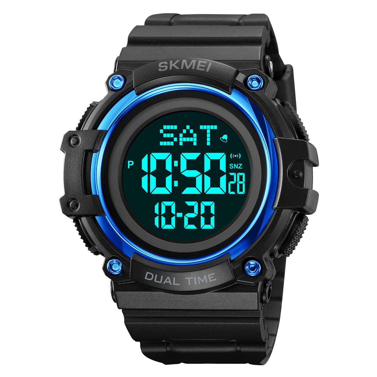 

SKMEI часы для мужчин 5 бар водонепроницаемые цифровые часы EL Light Alarm Chrono спортивные часы повседневные модные мужские часы синий