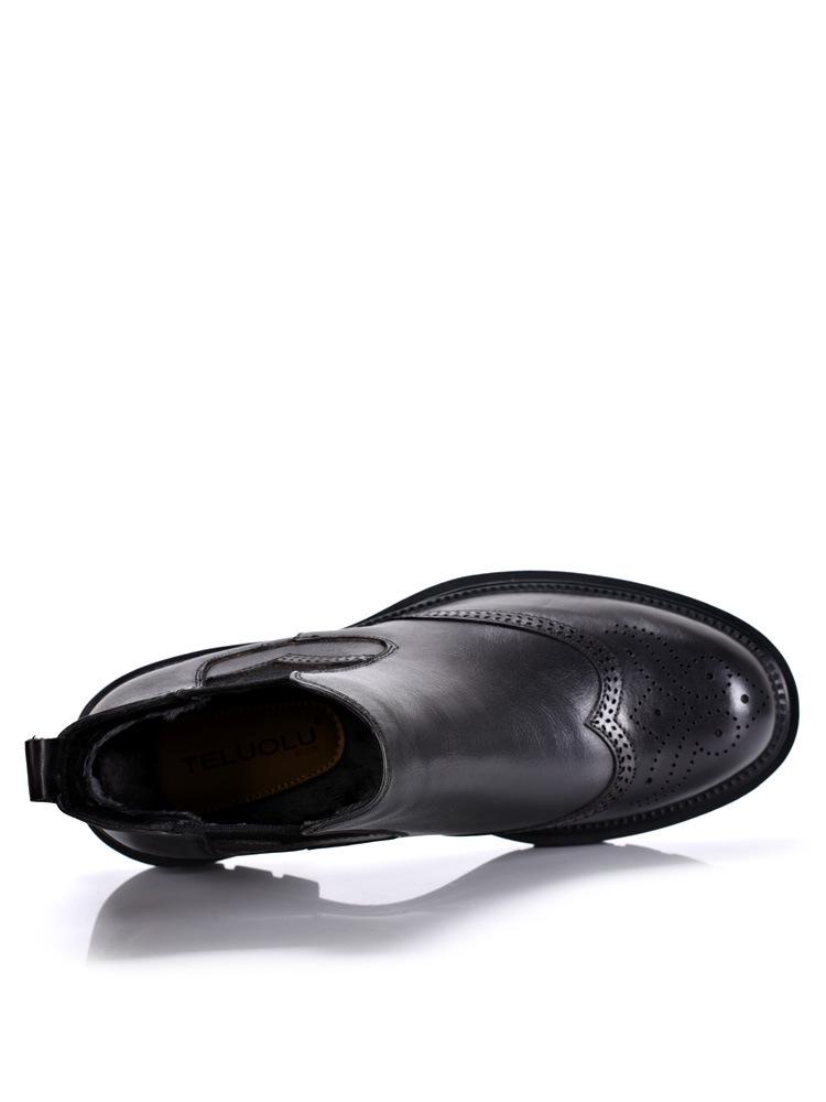 Men's Genuine Leather Chelsea Boots - Velvet Lined, Breathable, Trendy Mid-Top Martin Style