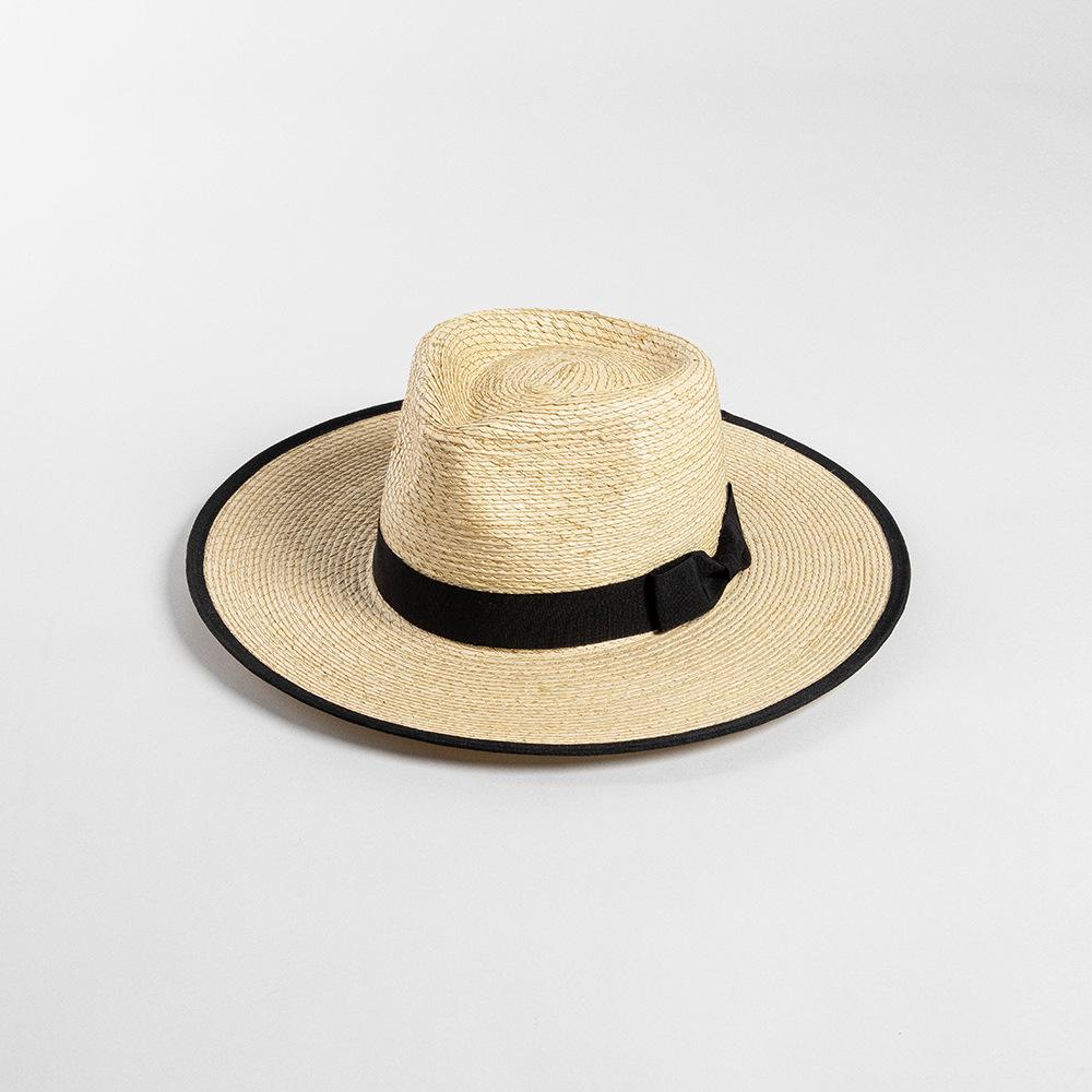 

USPOP New Summer Sun Hats Natural Straw Fedoras Fashion Casual Bow Ribbon Hemming Palm Leaf Wide Brim Jazz Straw Hat 56-58cm
