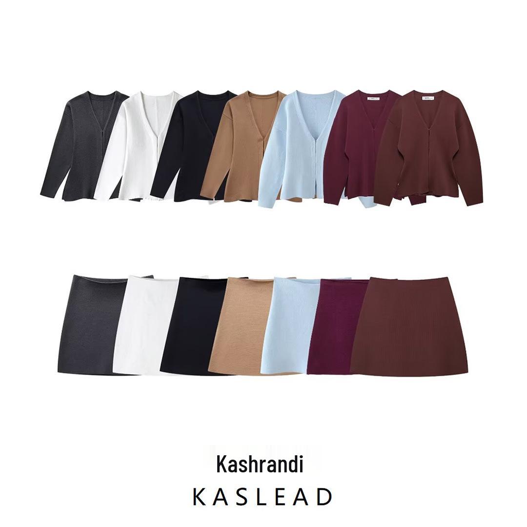 

Summer 2024 Women s European & American Style Loose Sleeve Knitted Cardigan & Mini Skirt Set. Large