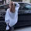 Women's Korean Style Oversized Winter Knit Sweater - Mid-Length, Loose, and Versatile