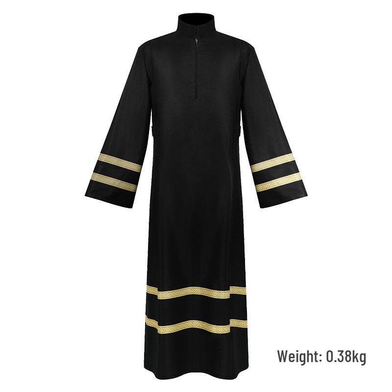 Medieval European Stand Collar Robe: Long Sleeve Cosplay Outfit for Priest Performance