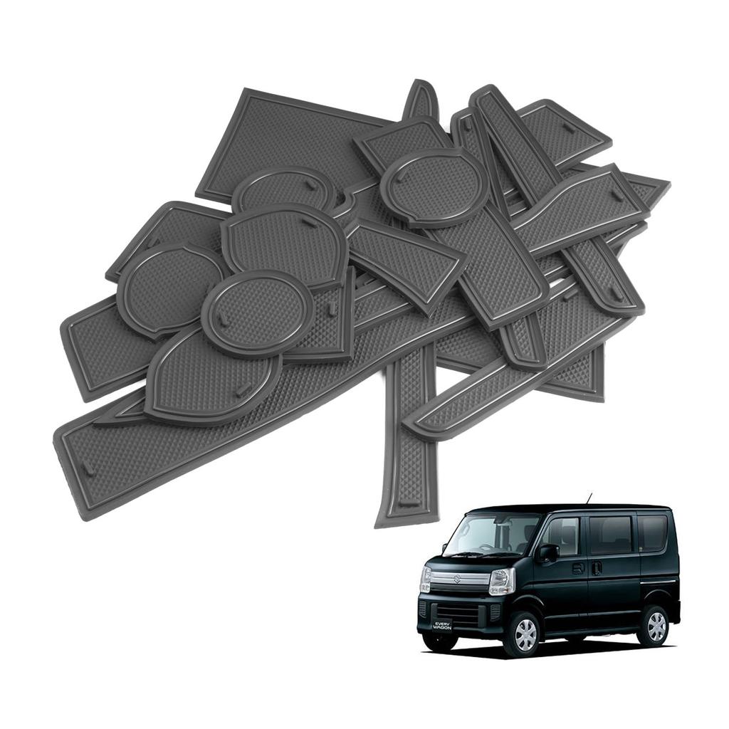 HUAHAO Interior Rubber Mats for Suzuki Every Wagon Door Pocket Scratch Interior Set DA17W, Mats, Soundproofing, Prevention, Protection, Anti-Slip,