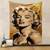 Golden Glamorous Woman Illustration Patterned Tapestry for Bedroom and Living Room Home Decor