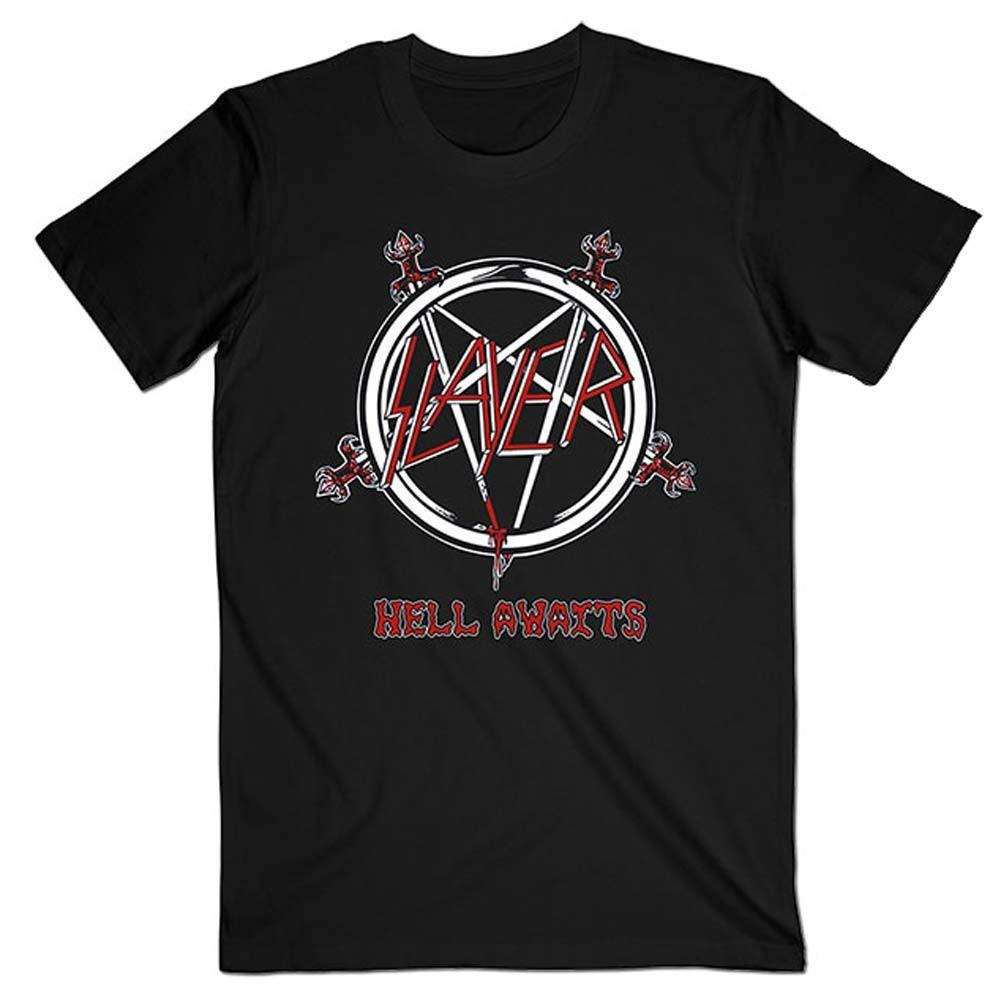 Men s Slayer Hell Awaits Tour (Back Print) Slim Fit T-shirt Small Black M