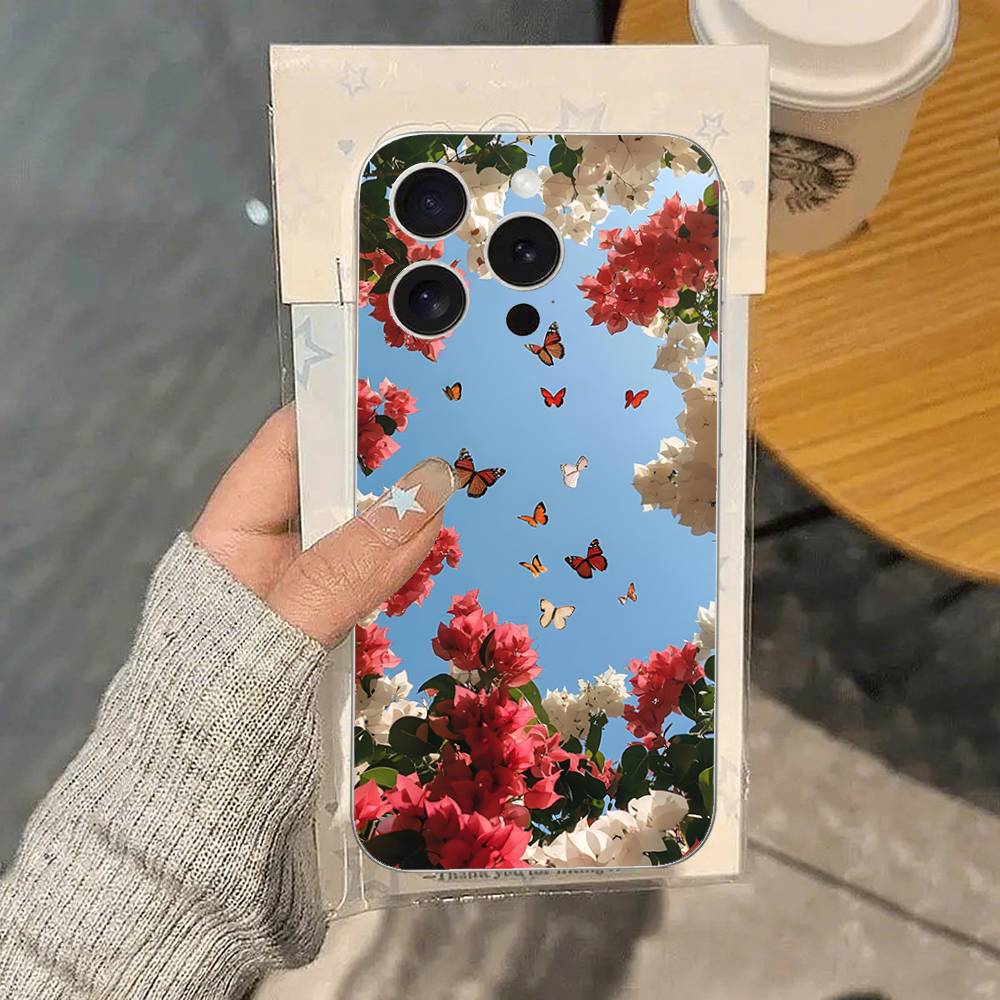 Fresh Little Flowers Phone Case For IPhone 17 16 15 14 Plus 13 12 11 Pro Max Phone Back Cover Transparent Shockproof Cover