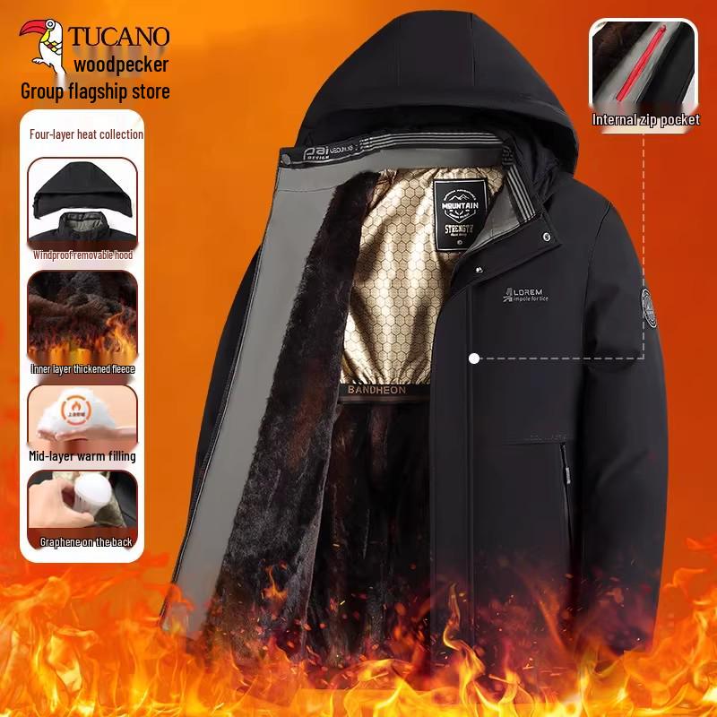 Men's Winter Cotton Padded Jacket for Middle-aged & Elderly - Warm Grandpa Coat