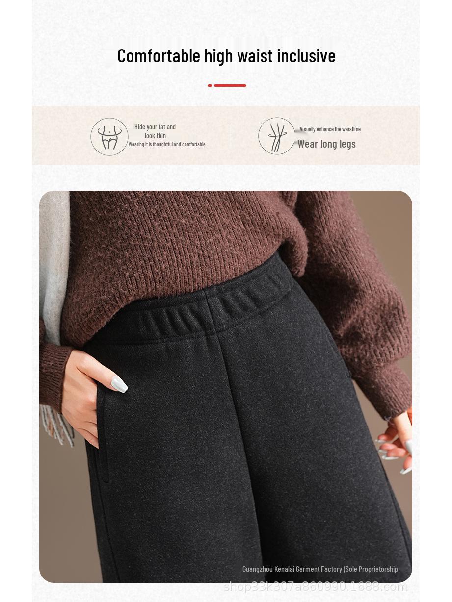 Stylish 2026 Women s High Waist Velvet Wide Leg Pants - Slimming, Elastic, Versatile 2XL