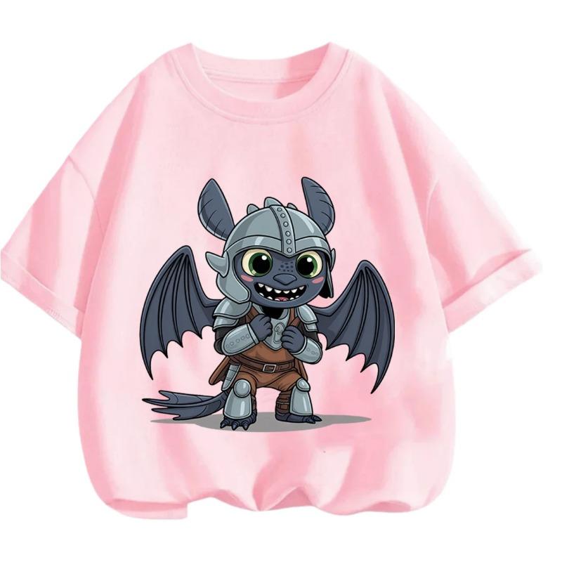 Toothless Summer Fashion T-Shirt Cute Cartoon Design Casual Crew Neck For Children