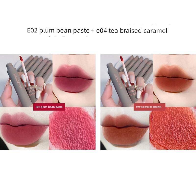 Fingertip Lip Lacquer Matte Finish Velvet Lip Mud Does Not Fade No Stain On Cup Niche Style Brand Student Plain Lipstick for Women
