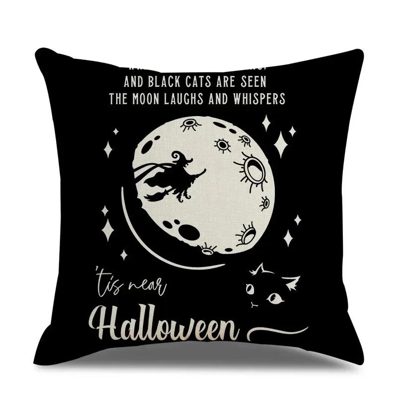 45x45cm Halloween Pillowcase Single Linen Pillowcase Waist Pillowcase for Living Room Sofa Car Home Decor